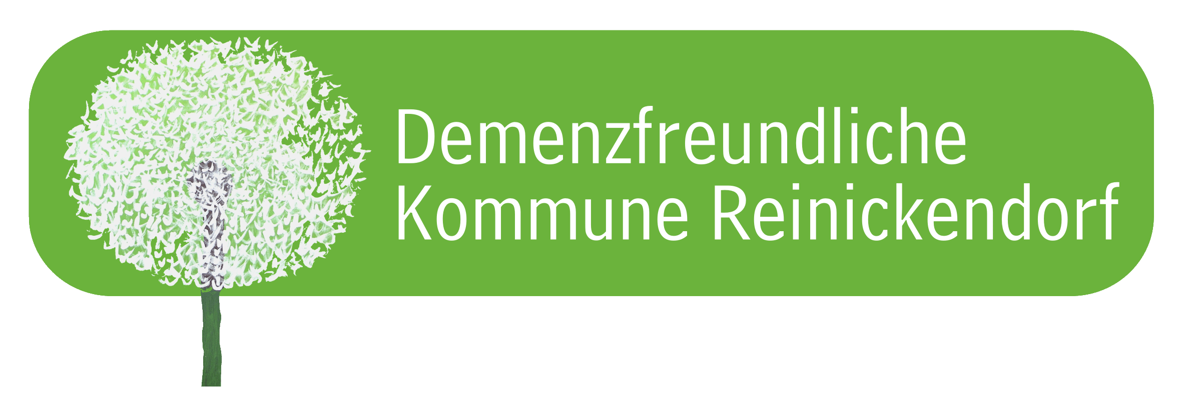 WeißseSchrift auf grünem HIntergrund: Demenzfreundliche Kommune Reinickendorf